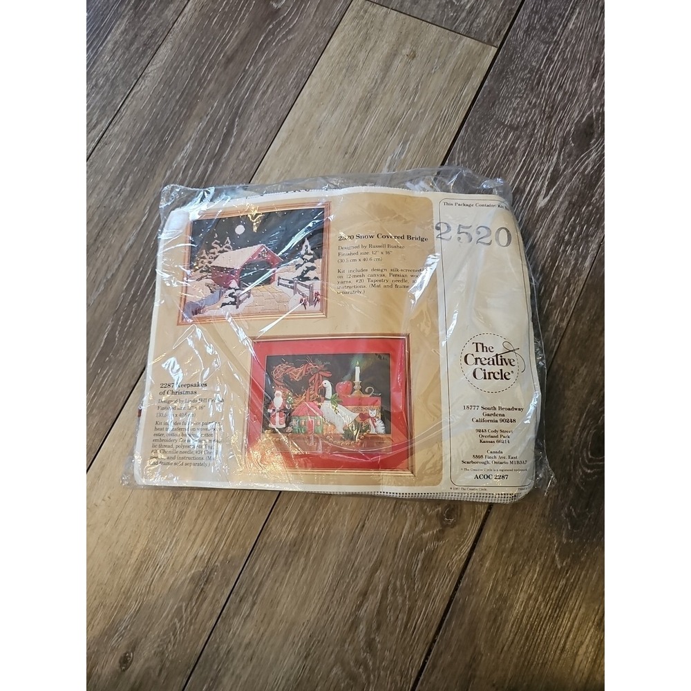 The Creative Circle Needlecraft Kit #2520 Snow Covered Bridge NIP, 1987
